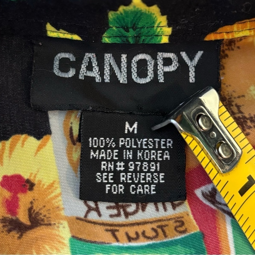 Canopy Hawaiian Tropical Shirt Mens M Black Beer Adult Beverages Hibiscus Beach — image 5 of 8